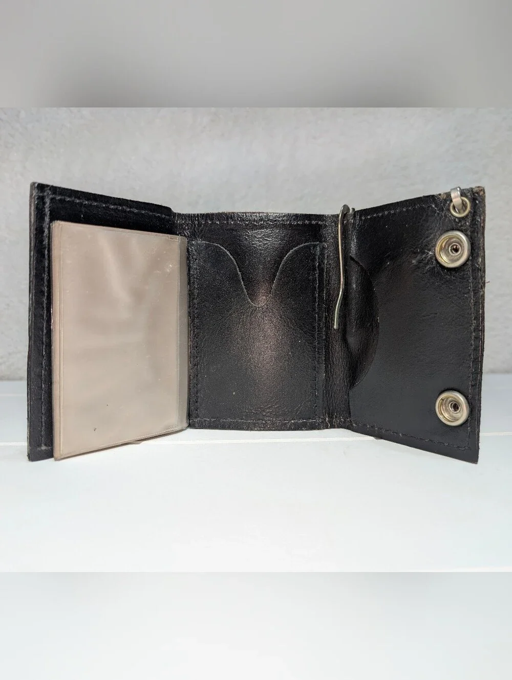 Harley-Davidson Mens Cherry Brown Leather Trifold Wallet Money Clip Photo Insert